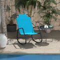 Outsunny Garden Rocking Chair, Outdoor Indoor Sling Fabric Rocker For Patio, Balcony, Porch, Light Blue Light Blue Steel