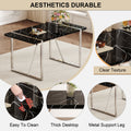 Table And Chair Set.A Rustic Industrial Rectangular Mdf Black Dining Table With Mdf Desktop And Electroplated Silver Metal Legs.Paried With 6 Chairs With Pu Cushion And Metal Legs. White Black Seats 6 Mdf Metal