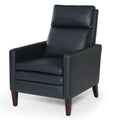 Vaughn Midnight Blue Faux Leather Push Back Recliner Blue Foam Faux Leather