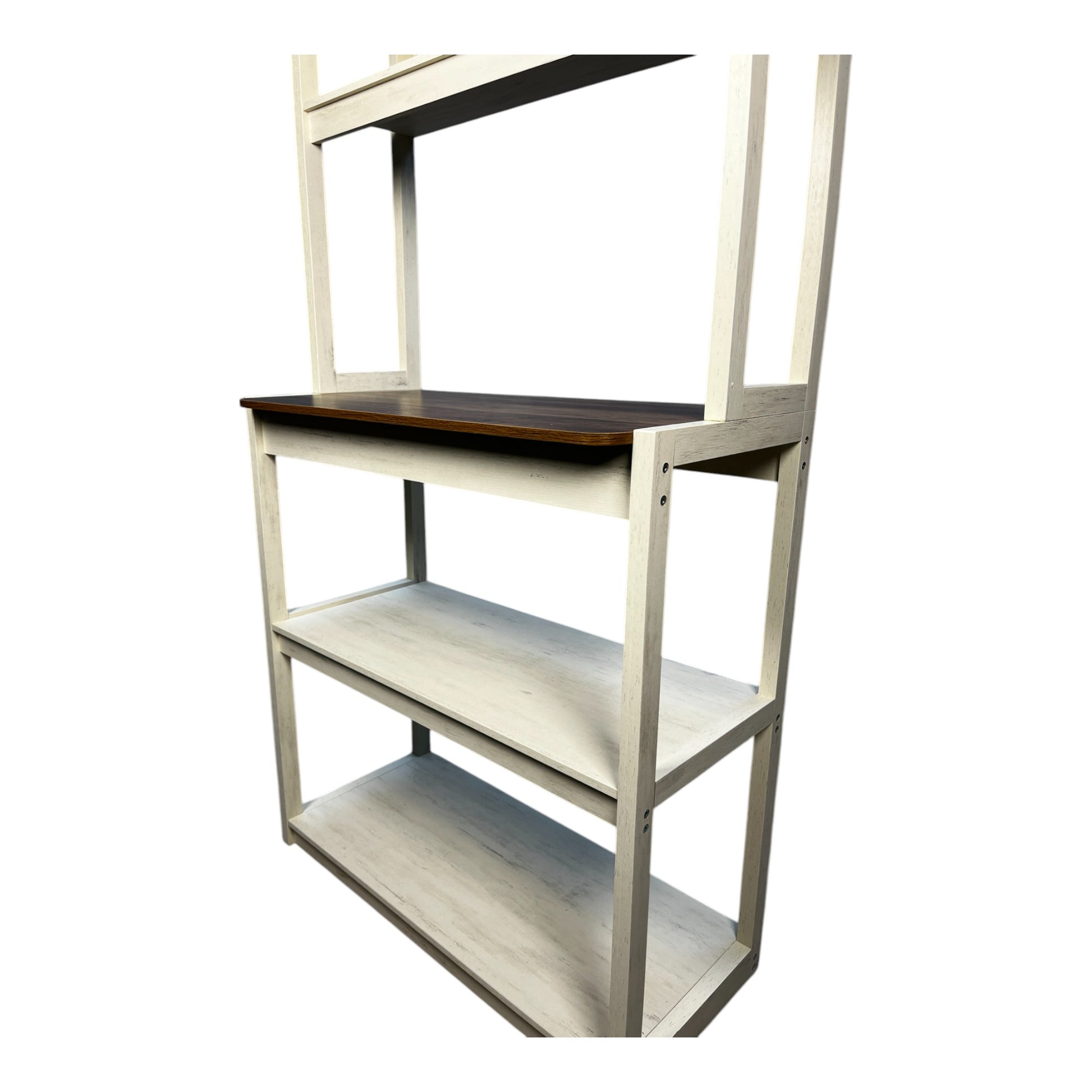 39.37" White And Rustic Brown Color 5 Tier Bakers Rack For Kitchen With Storage, Coffee Bar, Kitchen Shelves, Microwave Stand Brown White Particle Board