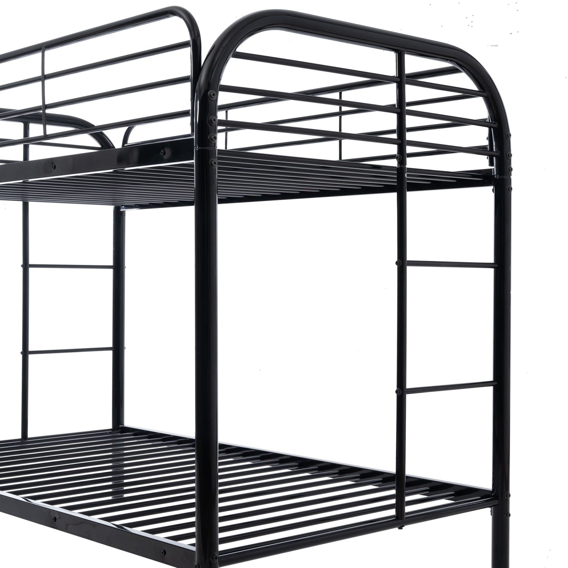 Twin Over Twin Bunk Bed With Ladders Twin Black Steel