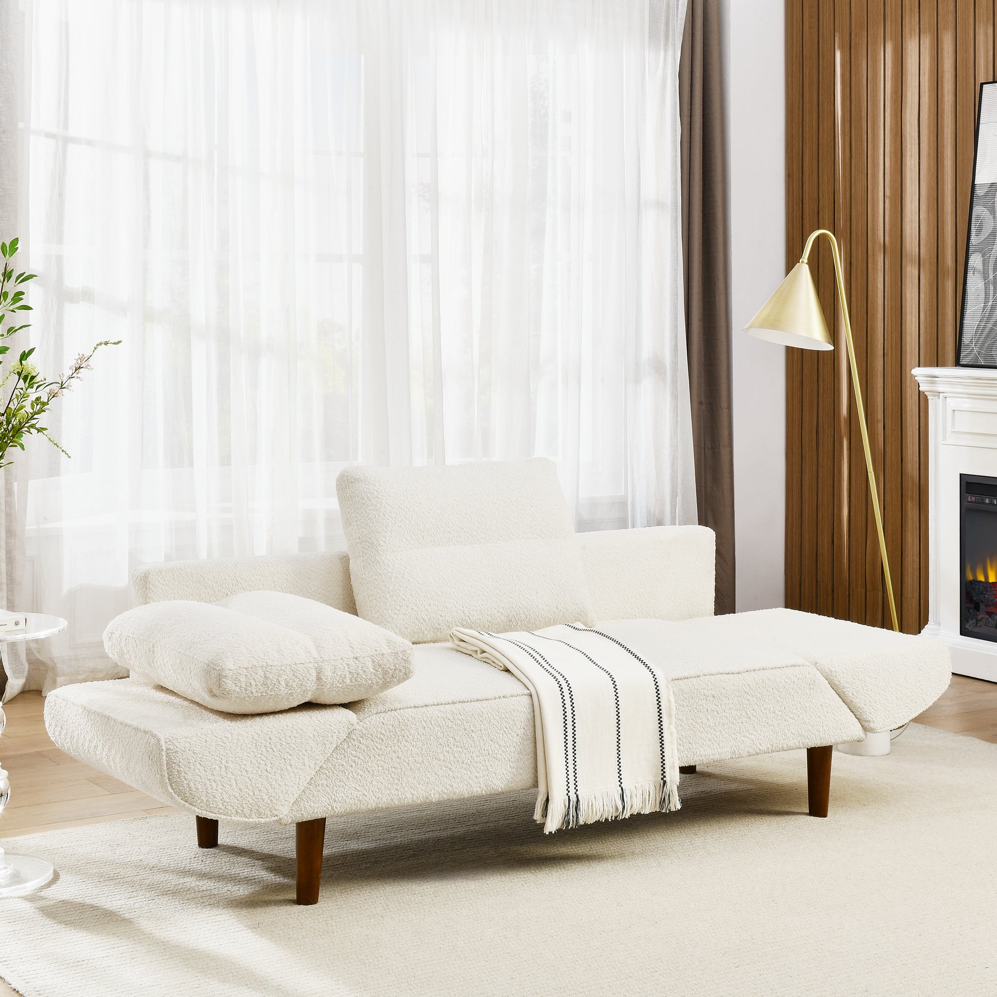 Convertible Futon Sofa Bed, Comfy Loveseat Sleeper Sofa With Adjustable Armrest, Strengthen Wood, Thick Padded Cushion, Small 2 Seater Couch For Living Room, Bedroom, Beige Beige Foam 2 Seat