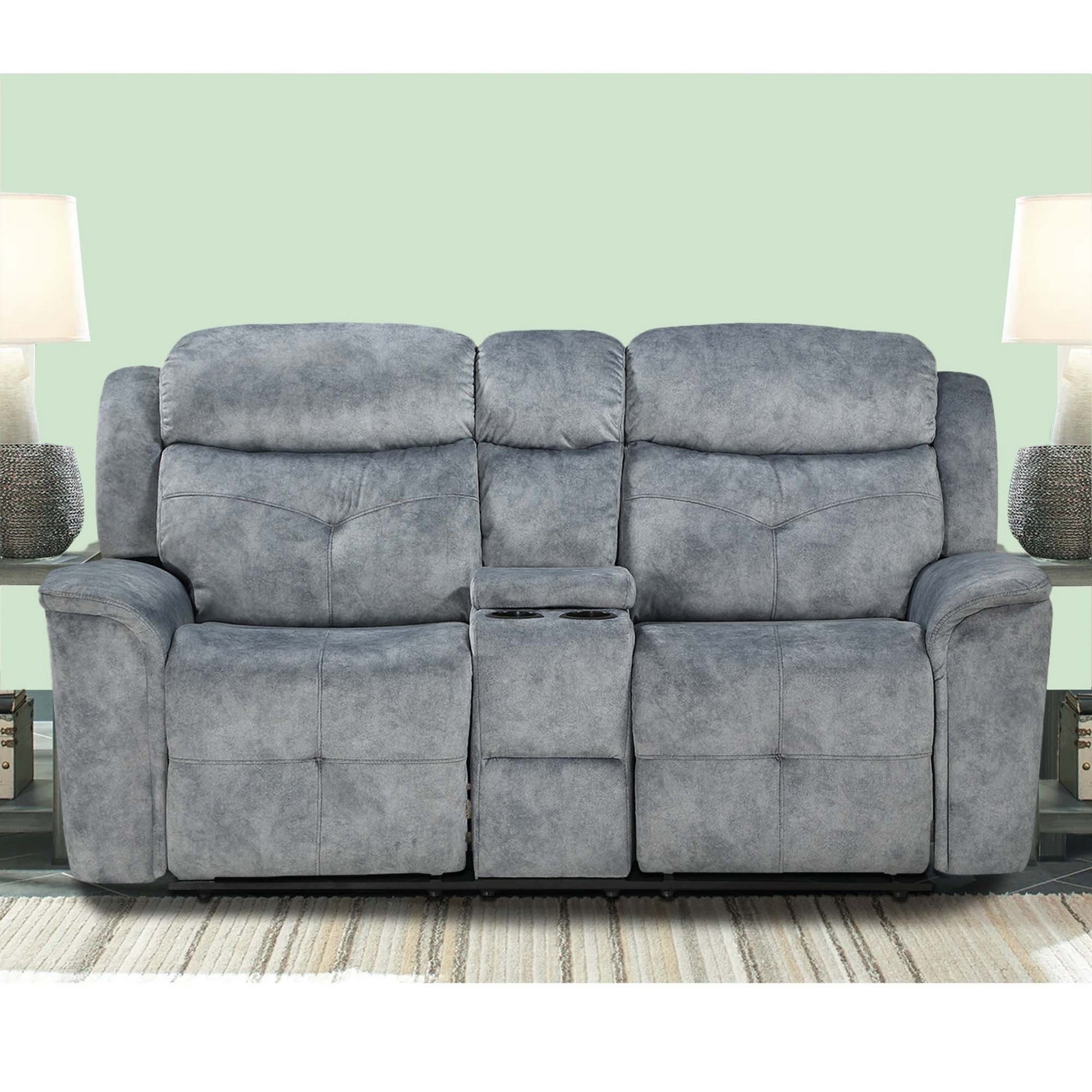 Fabric Upholstered Recliner Loveseat With Usb Charging Docks, Gray Gray Wood Fabric