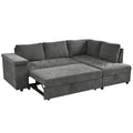 Mirod 91.5 Inch L Shaped Couch With Pull Out Bed And Storage Sectional Sleeper Sofa With Hidden Storagewide Armrest With Storage,For Living Room, Apartment, Bedroom, Office Grey Polyester 3 Seat