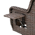 K&K 5 Pieces Outdoor Patio Furniture Set With Pet House Cool Bar And Retractable Side Tray, Rattan Wicker Patio Swivel Rocking Chairs Set Of 2 With Ottomans For Backyard, Porch, Balcony, Beige Yes Rocker & Glider Brown Beige Seats 2 Weather Resistant