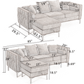 Arrived L Shaped Sectional Sofaconvertible Storage Ottoman,Chenille ,Square Arm, Modern Tufted Couch ,3 Seater, And Nailhead,Blue Blue Polyester Wood Primary Living Space Medium Soft Tufted Back Modern Square Arms Metal & Wood 4 Seat