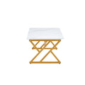 0.4Inch Thick White Marble Patterned Rock Table, Easy To Clean, Paired With Golden Metal Legs, Sturdy And Durable. Large Size Can Meet Various Needs.Can Be Used As A Dining Table, Coffee Table.47*23.6 White Sintered Stone