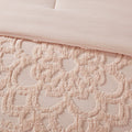 3 Piece Tufted Cotton Chenille Medallion Comforter Set Blush Full Queen Full Blush Cotton