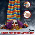 Homcom 3.8' Outdoor Halloween Decoration, Animatronic Hanging Clown Corpse, Sound And Motion Activated Animated Prop With Light Up Eyes & Circus Clown Music Multicolor Polyester