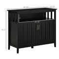 Homcom Sideboard Buffet Cabinet, Kitchen Cabinet, Coffee Bar Cabinet With 2 Doors And Adjustable Shelves For Entryway Living Room, Black Black Mdf