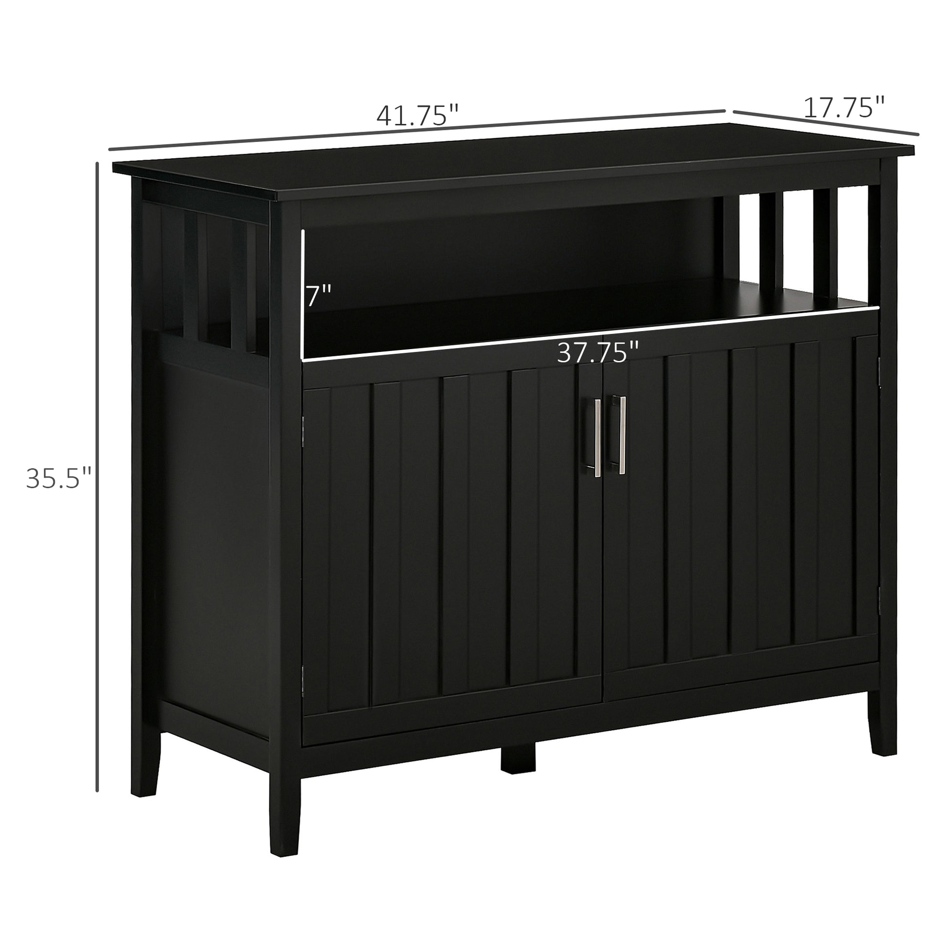 Homcom Sideboard Buffet Cabinet, Kitchen Cabinet, Coffee Bar Cabinet With 2 Doors And Adjustable Shelves For Entryway Living Room, Black Black Mdf