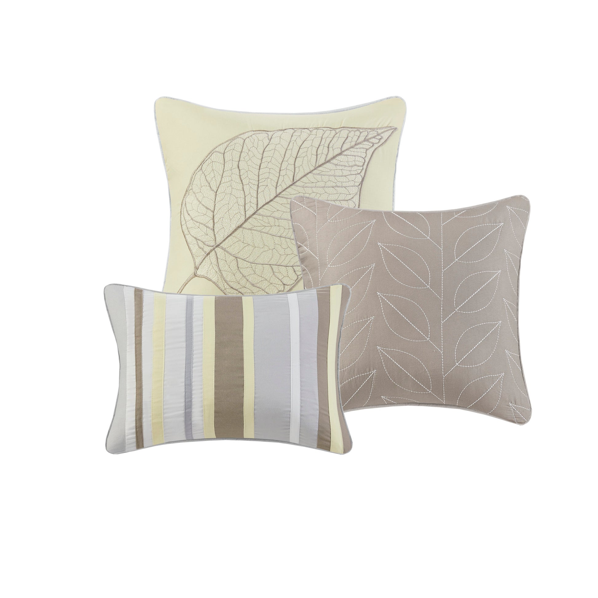6 Piece Embroidered Quilt Set With Throw Pillows Yellow King Cal King King Yellow White Cotton