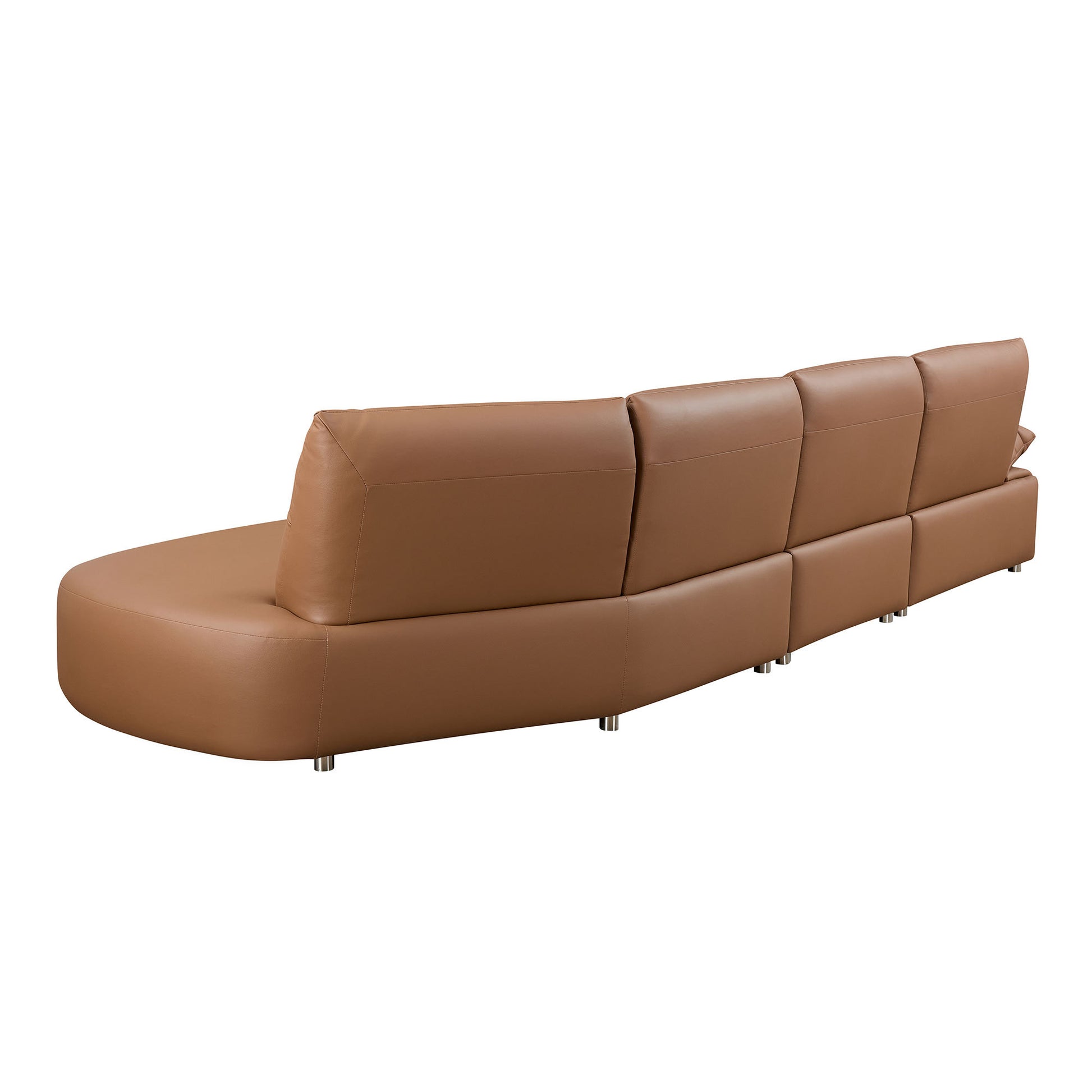 147.24'' Oversied Modern Sectional Curved Shaped Sofa Couch For Living Room,Upholstered 5 Seat Sofa Eco Leather Couch Set,Brown Brown Foam 5 Seat