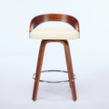 Bar Stools Set Of 2, Swivel Bar Height Stools With Low Back, Wood Bar Chairs With Soft Cushion Seat, 25 Inch Seat Height Beige, 25