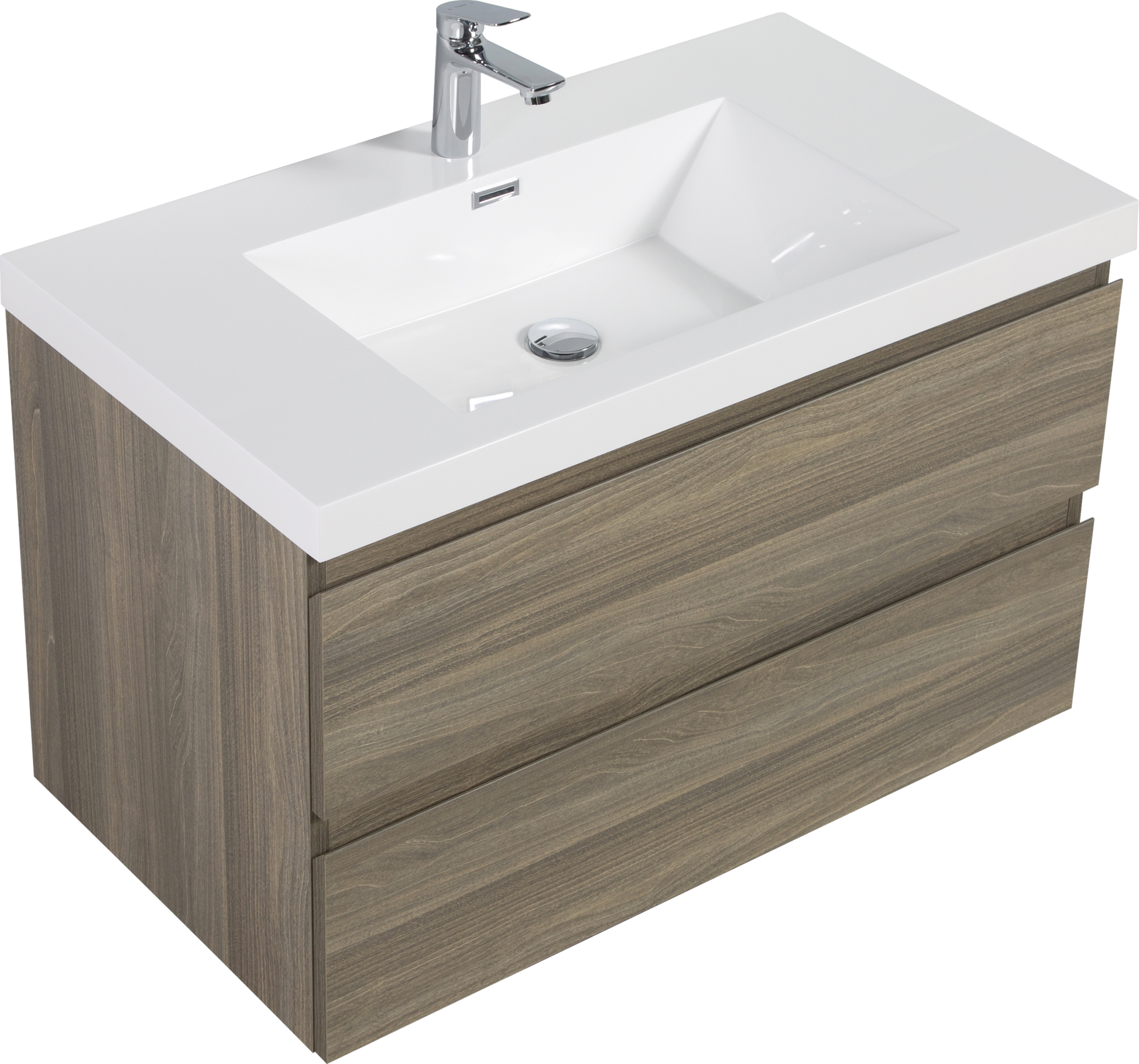 36" Floating Bathroom Vanity With Sink, Modern Wall Mounted Bathroom Storage Vanity Cabinet With Resin Top Basin And Soft Close Drawers, Ash Grey 24V11 36Ag 2 Grey Bathroom Wall Mounted Melamine