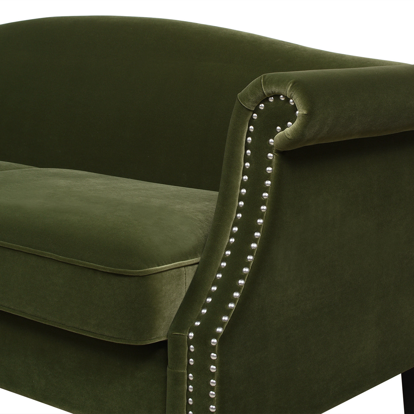 Elaine 77" Camel Back Small Space Sofa, Olive Green Performance Velvet Olive Green Foam Velvet 3 Seat