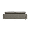 Onyx Gray Leather Sofa Dark Gray Genuine Leather Primary Living Space Cushion Back Square Arms Foam Genuine Leather,Solid Wood 3 Seat