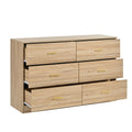 Modern Natural 6 Drawer Dresser For Bedroom Large Storage Wide Chest Of Drawers, Sturdy & Safe Chest 5 Or More Drawers Natural Natural Primary Living Space Drawers Included American Design,Contemporary,Modern Melamine Engineered Wood