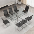 Large Modern Minimalist Rectangular Glass Dining Table For 6 8 With 0.39