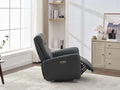 Swivel Glider Recliner Chair, 270 Power Recliner Rocking Chair Nursury Chair For Living Room Bedroom Apartment Dark Grey Faux Leather