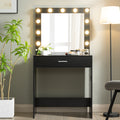 Vanity Desk With Mirror And Lights, Dressing Table With Large Drawer, 1 Level Storage Dresser & 3 Lighting Modes Adjustable Brightness, Suitable For Bedroom Black Black Particle Board