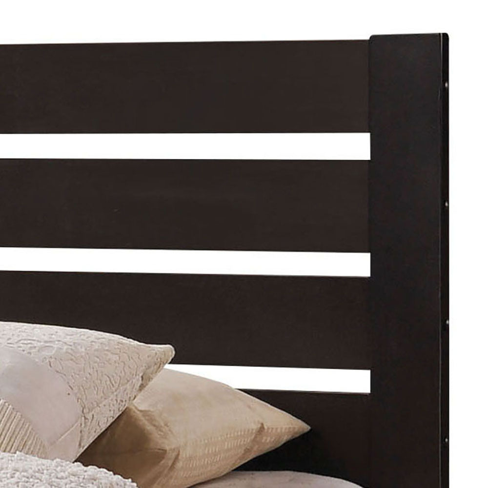 Espresso Platform Bed With Slat Headboard Queen Espresso Bedroom Wood