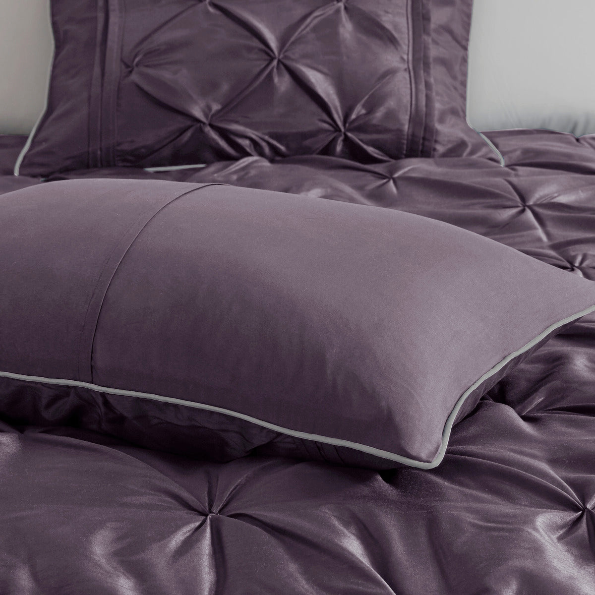 7 Piece Tufted Comforter Set Plum King King Plum Polyester