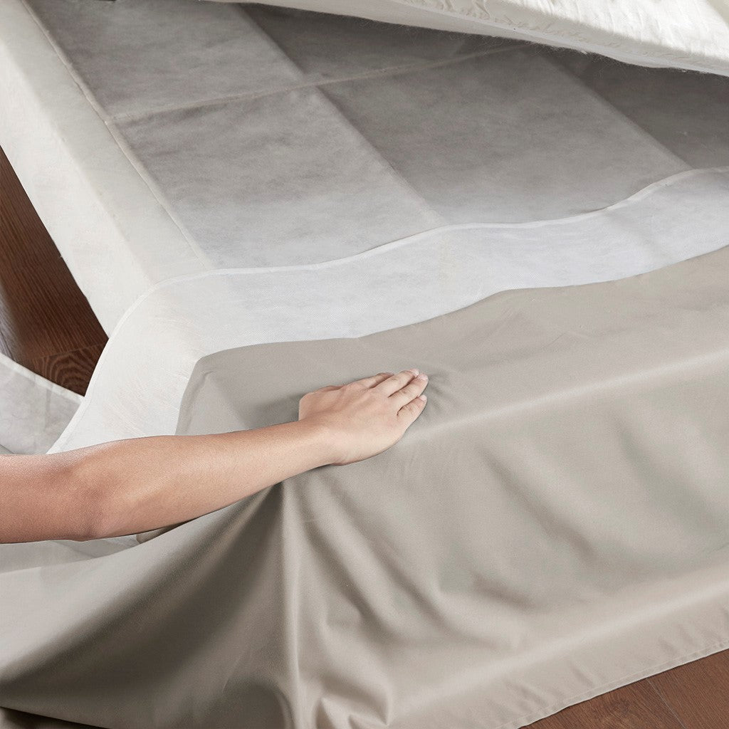 Wrap Around Adjustable Bedskirt Khaki One Size Khaki Microfiber