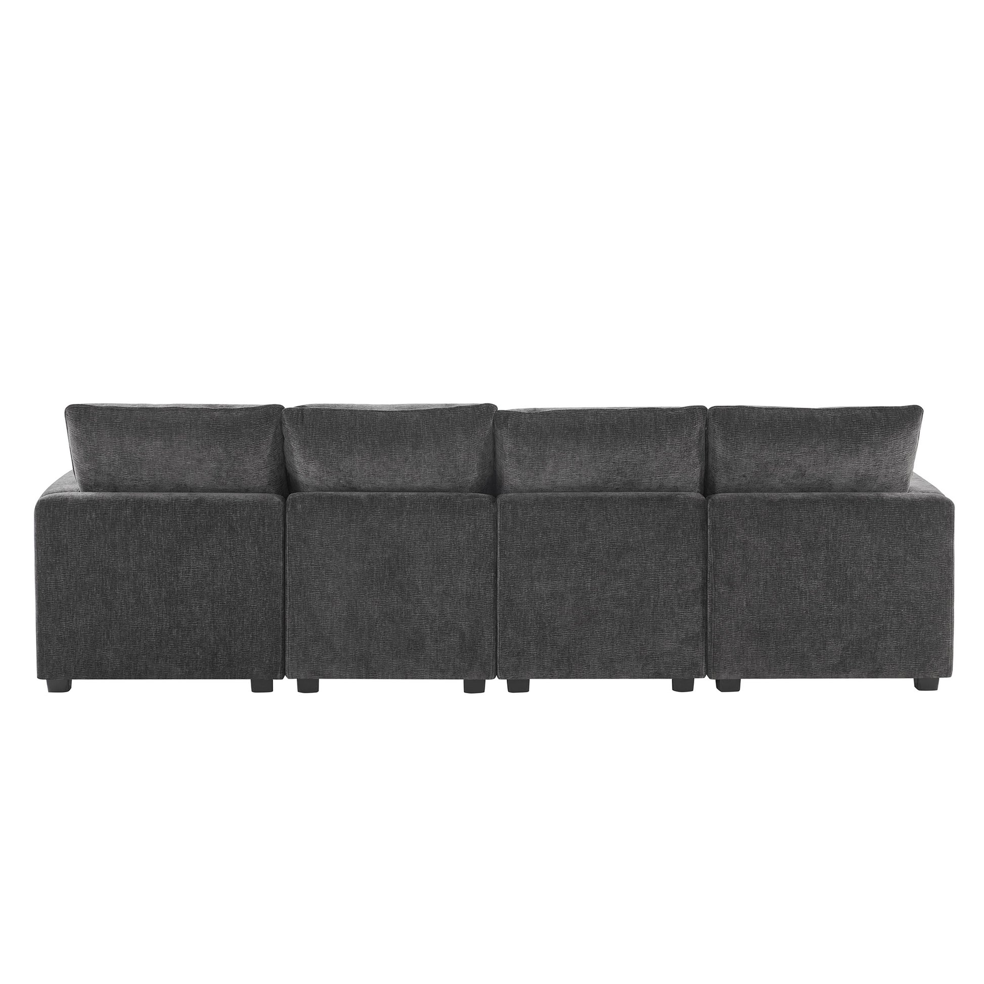 110*57" Modern U Shape Modular Sofa, 6 Seat Chenille Sectional Couch Set With 2 Pillows Included, Freely Combinable Indoor Funiture For Living Room, Apartment, Office, 2 Colors Black Grey Chenille 6 Seat