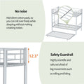 Heavy Duty Sturdy Meta Twin Over Twin With Trundle Bunk Bed L Noise Reduced Safety Guardrail No Box Spring Needed,Gray Silver Twin Gray Silver Metal