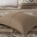 5 Piece Stripe Herringbone Comforter Set With Throw Pillows Brown Full Queen Brown Polyester