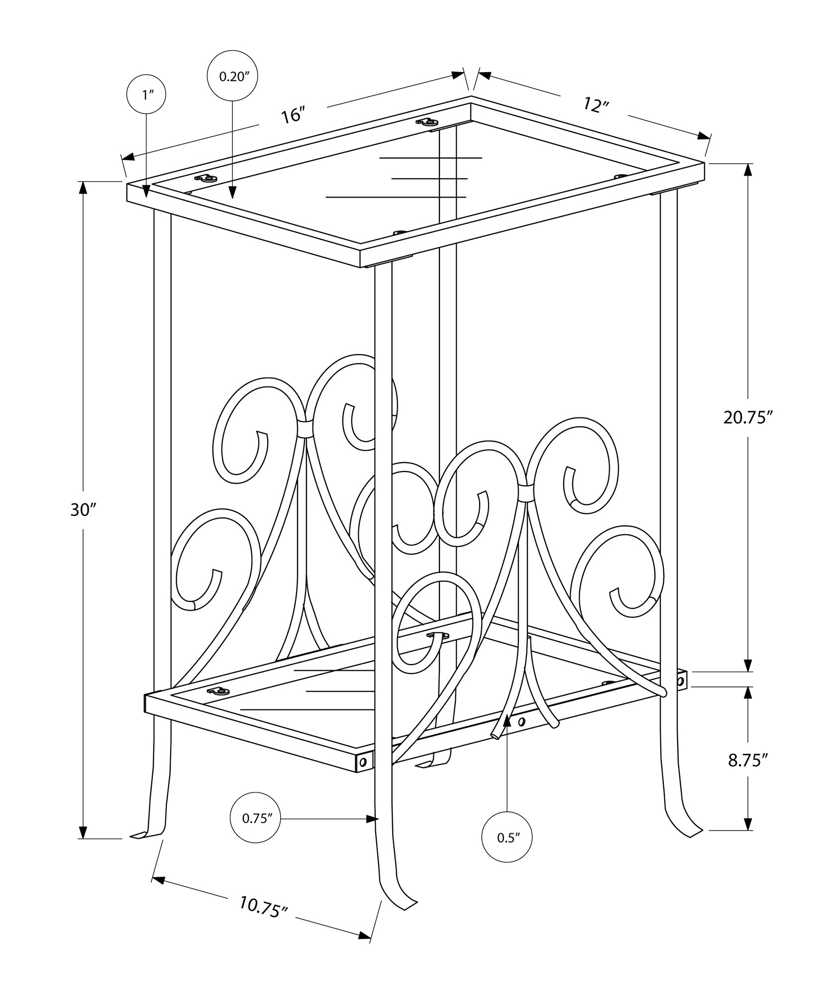 Accent Table, Side, End, Nightstand, Lamp, Living Room, Bedroom, Tempered Glass, Grey Metal, Transitional Silver Metal