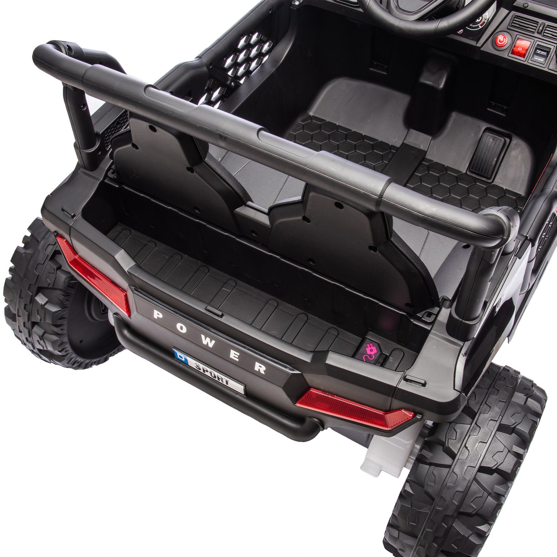 24V Kids Ride On Utv,Electric Toy For Kids W Parents Remote Control,Four Wheel Suspension,Low Start,Adjustable Speed,Multimedia Player,Early Education,Bluetooth,Rear Storage Space For Kids Aged 3 . Black 50 99 Lbs Polypropylene