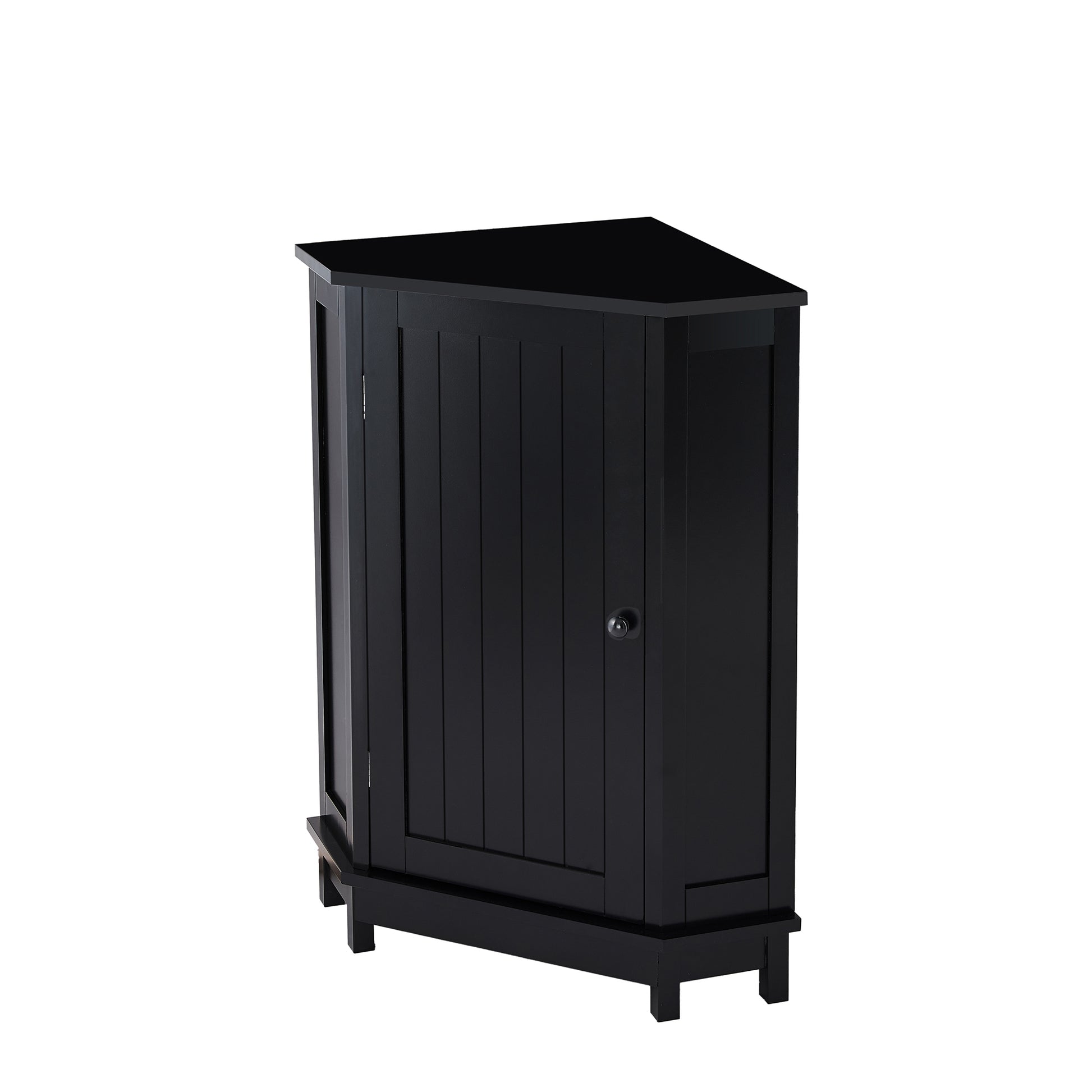 Black Bathroom Cabinet Triangle Corner Storage Cabinet With Adjustable Shelf Modern Style Mdf Board Black Mdf