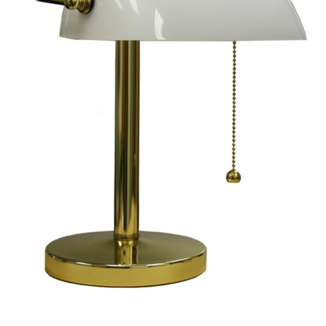 12.5" Tall Metal Table Lamp, Bankers Lamp Design, White White Metal