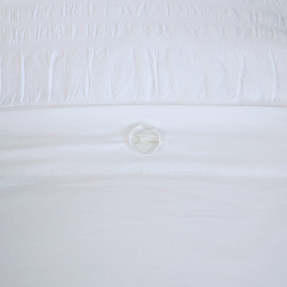 4 Piece Cotton Seersucker Duvet Cover Set King White Cotton