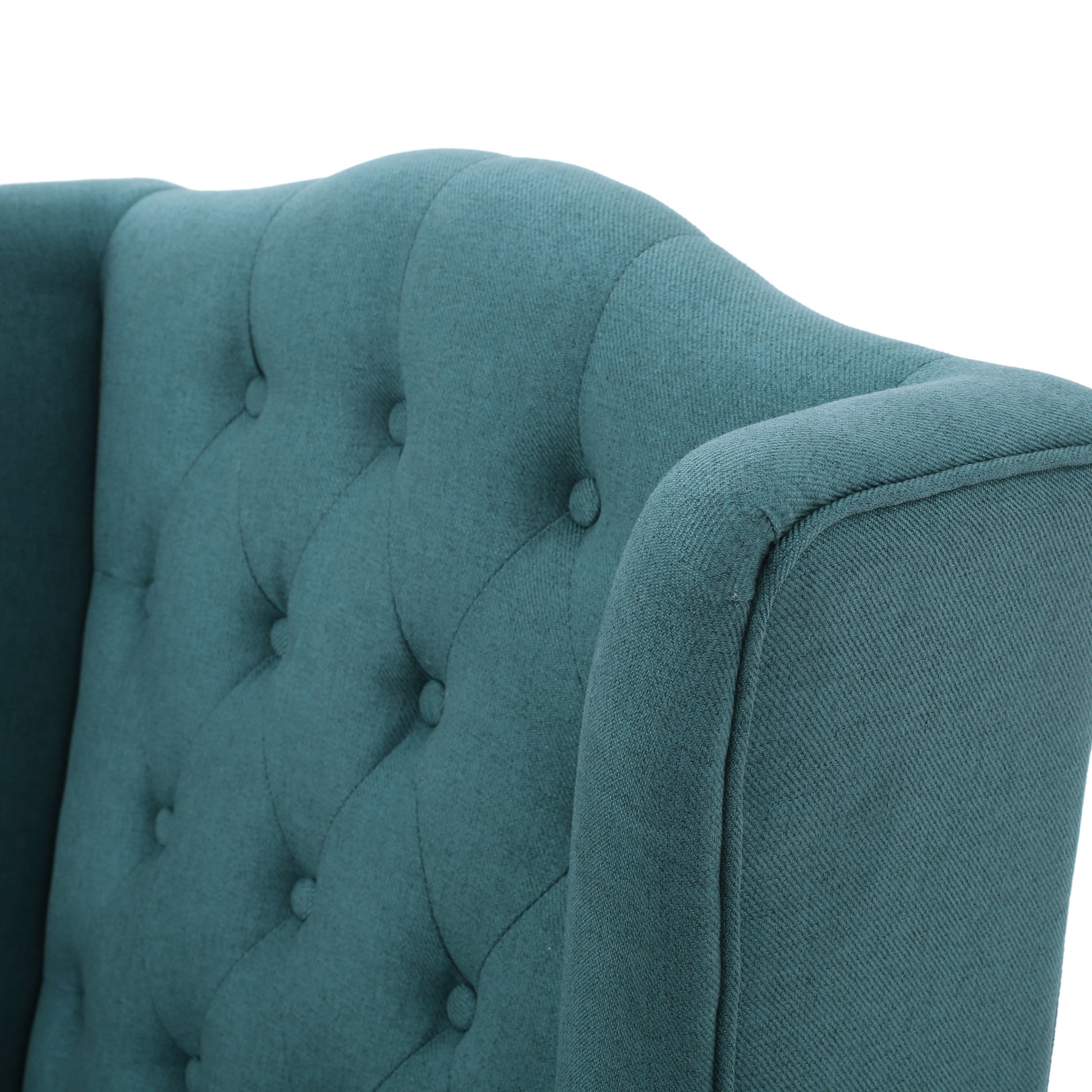 Upholstered Wingback Chair Teal Fabric