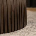 Vintage Fashion Style Cylindrical Nesting Coffee Table Set With Vertical Textured Embossed Design For Living Room, Office And Dining Room, Dark Brown Set Of 2 Dark Brown Mdf