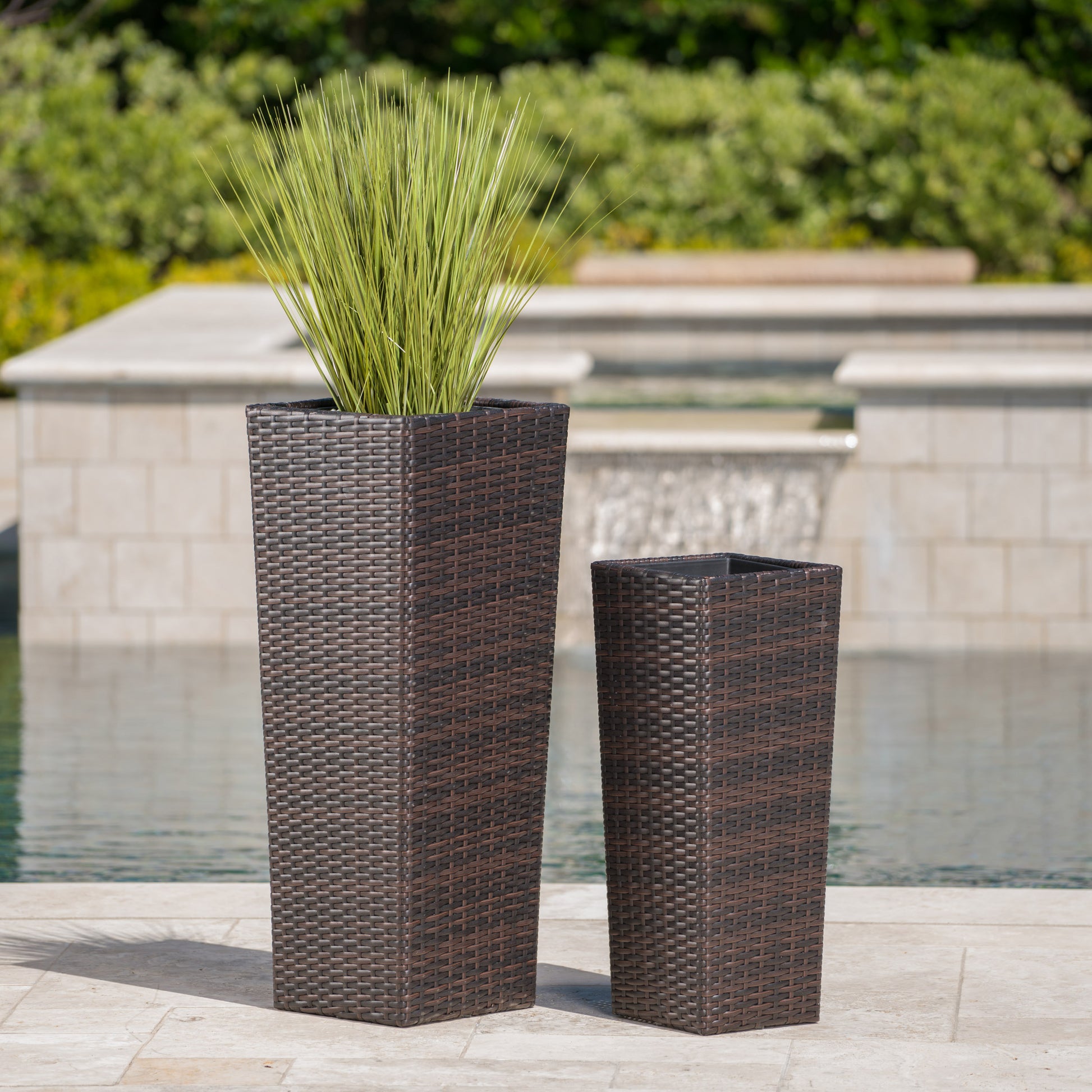 Rattan Flower Pot Brown Brown Rattan