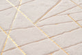 Luxury Machine Washable Beige Geometric Abstract Gold Gilded Chinchilla Faux Fur Area Rug Beige Gold Polyester