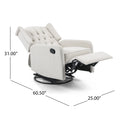 Classic Design, Manual Recliner Chair With 360 Degree Swivel Beige Fabric