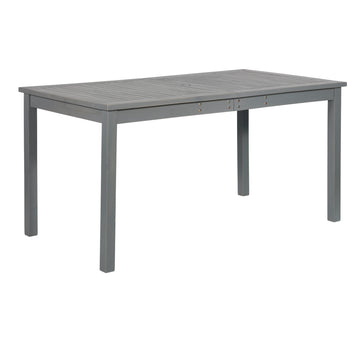 Contemporary Slat Top Acacia Wood Outdoor Dining Table Grey Wash Gray Wash Acacia Wood