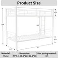 Bunk Bed Twin Over Twin Size With Ladder And High Guardrail, Able To Split, Metal Bunk Bed, Storage Space, Noise Free,White Box Spring Not Required Twin White Metal Metal