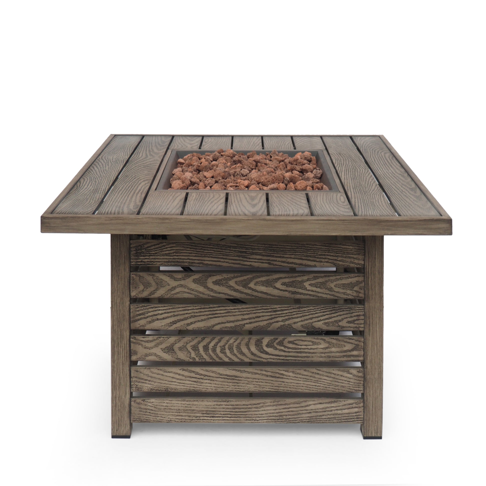 Rene Square Iron Fire Pit 50,000 Btu Tank Inside Wood Iron