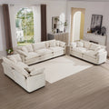 Modern Fabric Living Room Sofa 2 Piece Set, Two 2 Seater Sofa And One 3 Seater Sofa, Upholstery Large Deep Seat Set Of 3 Sofas With Comfortable Cushions And Pillows, Light Beige Corduroy Fabric Beige Corduroy 7 Seat