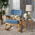 Mid Century Fabric Rocking Chair Blue Fabric