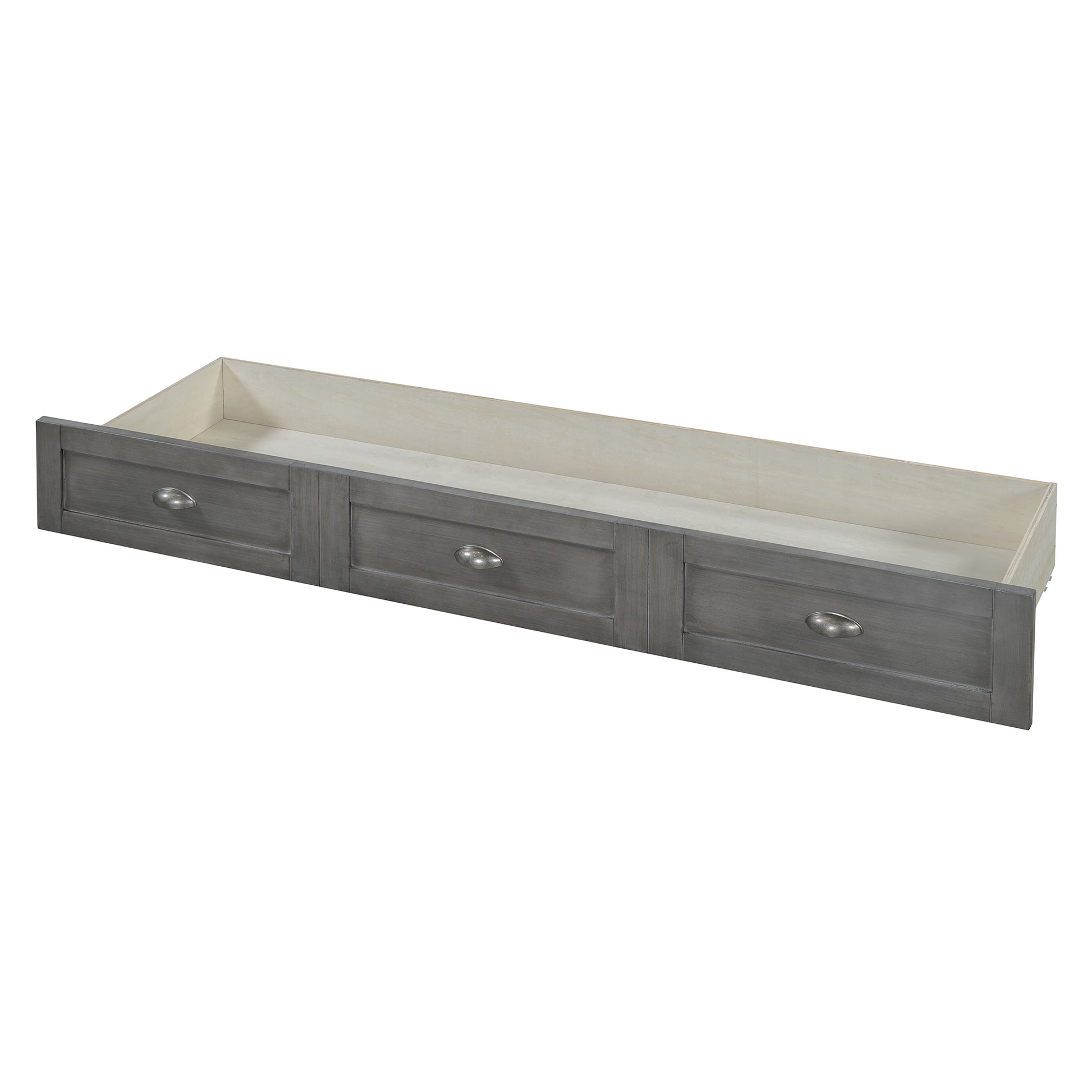 Queen Size Murphy Bed With Large Drawers,Brushed Gray Queen Gray Plywood