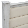 Queen Size Wood Frame Platform Bed With Upholstered Headboard, Footboard And 2 Drawers, Antique White Box Spring Not Required Queen Antique White Wood Bed Frame Solid Wood Mdf