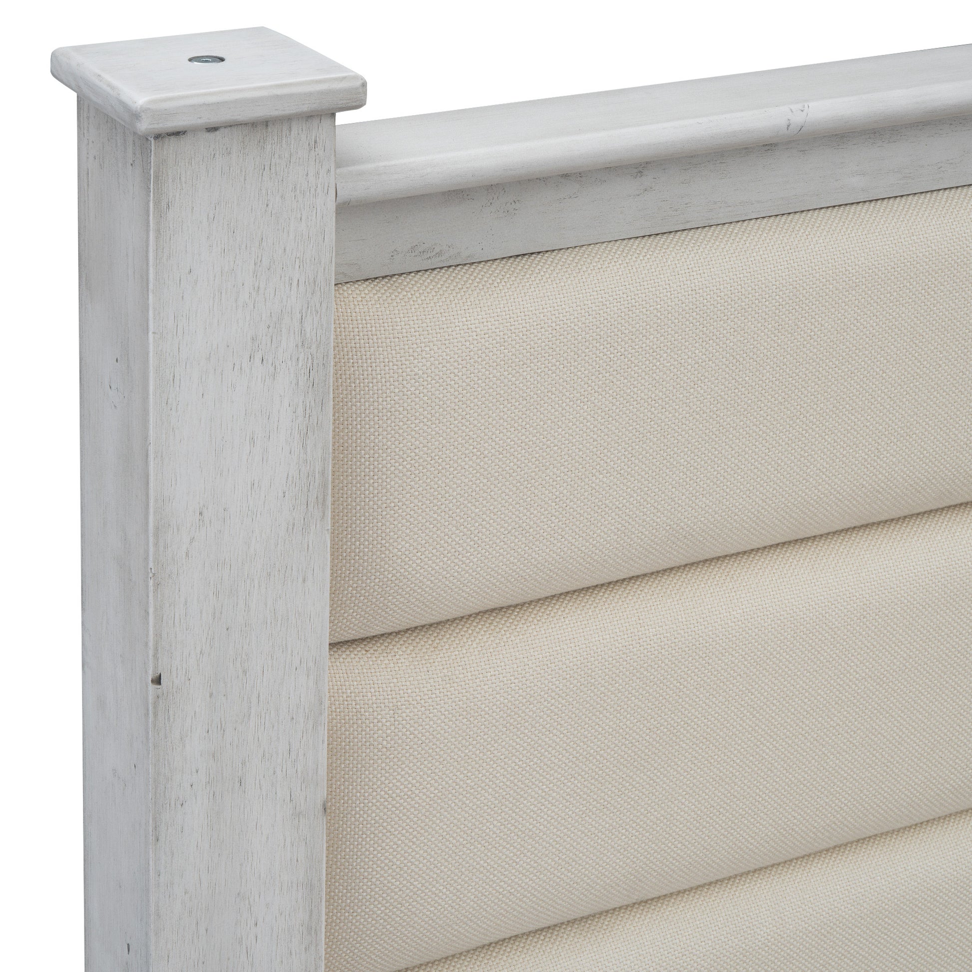 Queen Size Wood Frame Platform Bed With Upholstered Headboard, Footboard And 2 Drawers, Antique White Box Spring Not Required Queen Antique White Wood Bed Frame Solid Wood Mdf
