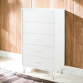 White 5 Drawer Chest With Single Handles White Bedroom Contemporary Particle Board Mdf